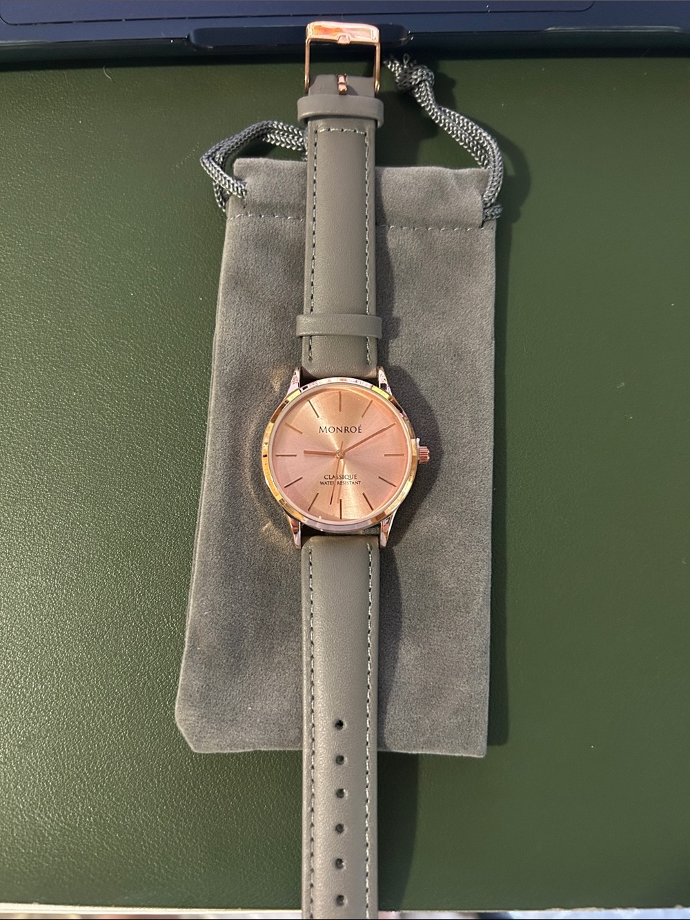 NWT Rosegold and Charcoal Leather Watch by Monroe